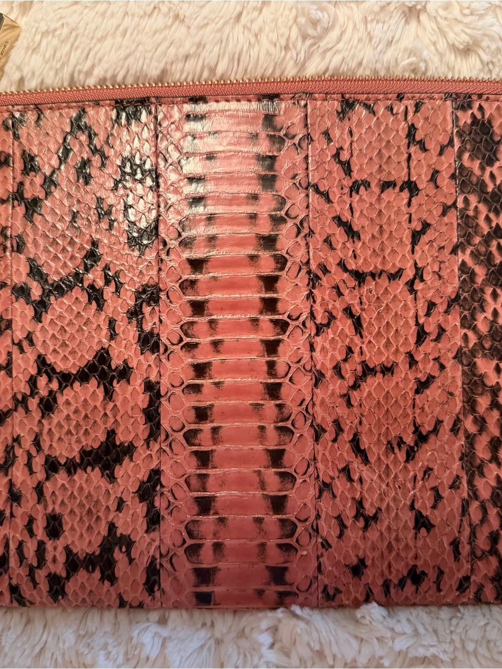 Michael Kors Rose Pink Snake-Print Zip Pouch with Gold Logo - Picture 2 of 5